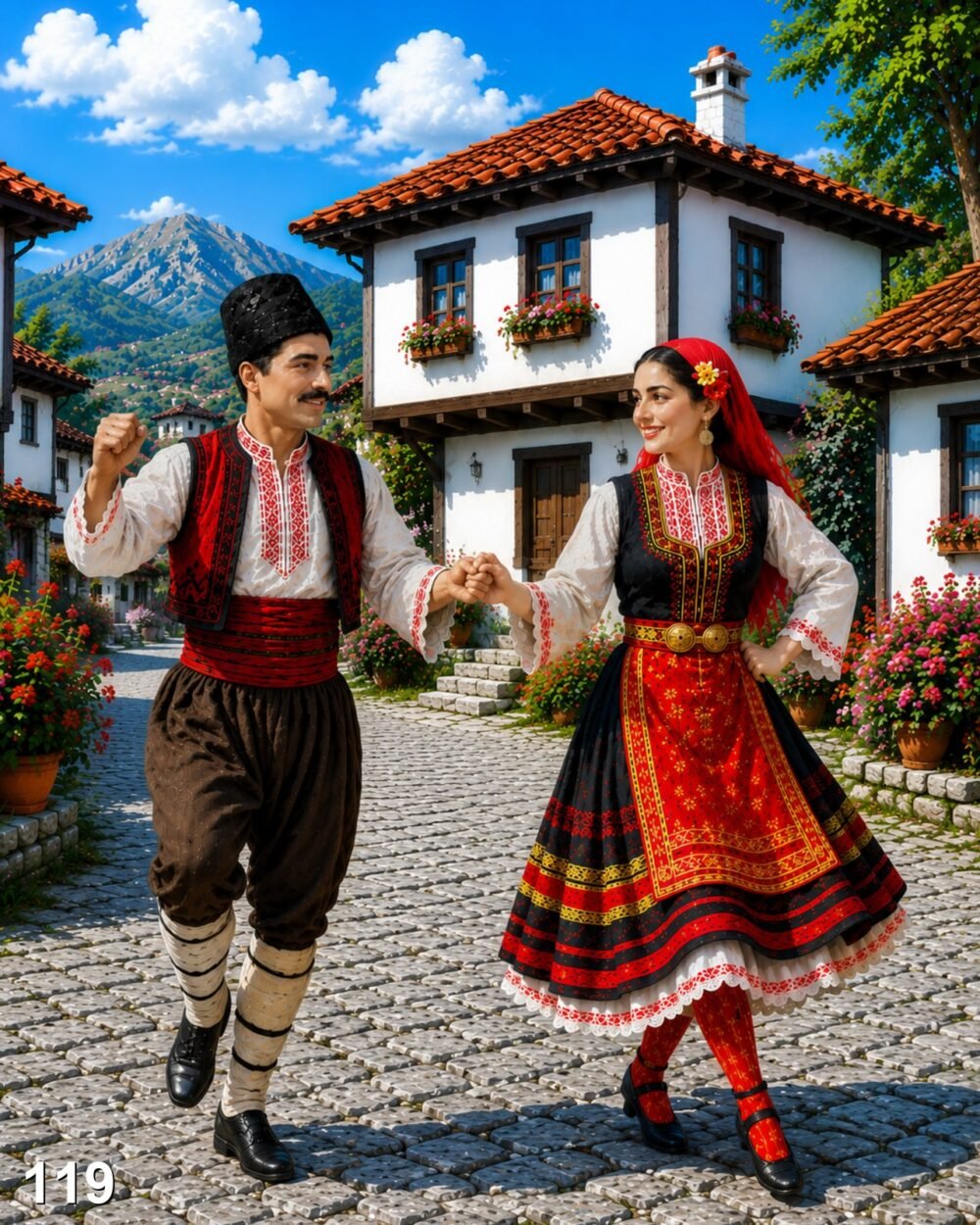 Диамантен гоблен „Танц пред възрожденската къща“ 119 · 50×40 см
