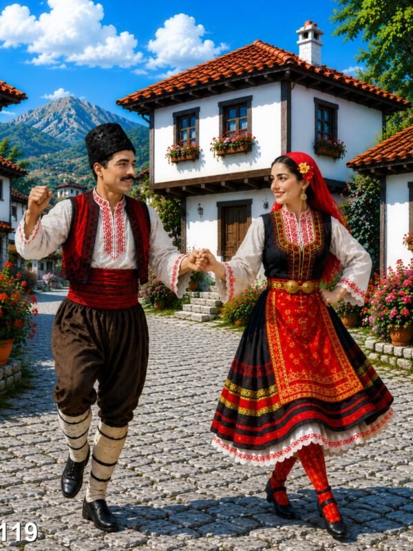 Диамантен гоблен „Танц пред възрожденската къща“ 119 · 50×40 см