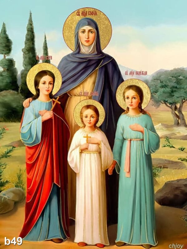 Диамантен гоблен „Света София с дъщерите си“ B49 · 30×40 см